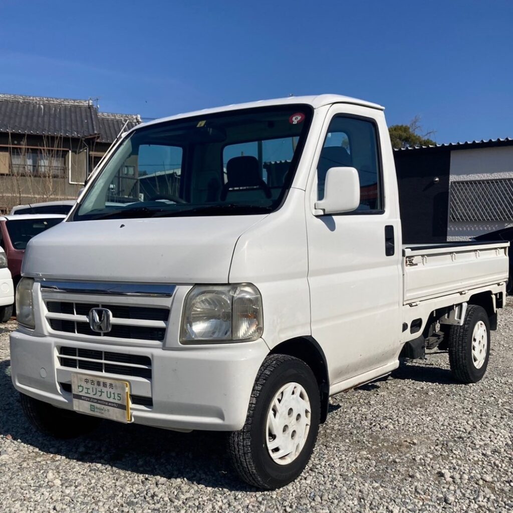 【sold】総額17.5万円 車検R7年6月 4WD エアコン&パワステ付き軽トラ 作業灯 ホンダ アクティトラック 4WD(HA7) 11.6万キロ  平成14年式 ホワイト | 岐阜激安中古車ショップ【ウェリナU15】